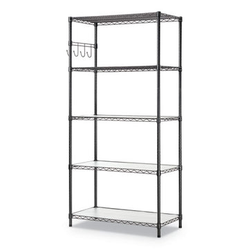 Alera® 5-shelf Wire Shelving Kit With Casters And Shelf Liners, 36w X 18d X 72h, Black Anthracite freeshipping - TVN Wholesale